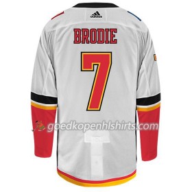 Calgary Flames TJ BRODIE 7 Adidas Wit Authentic Shirt - Mannen